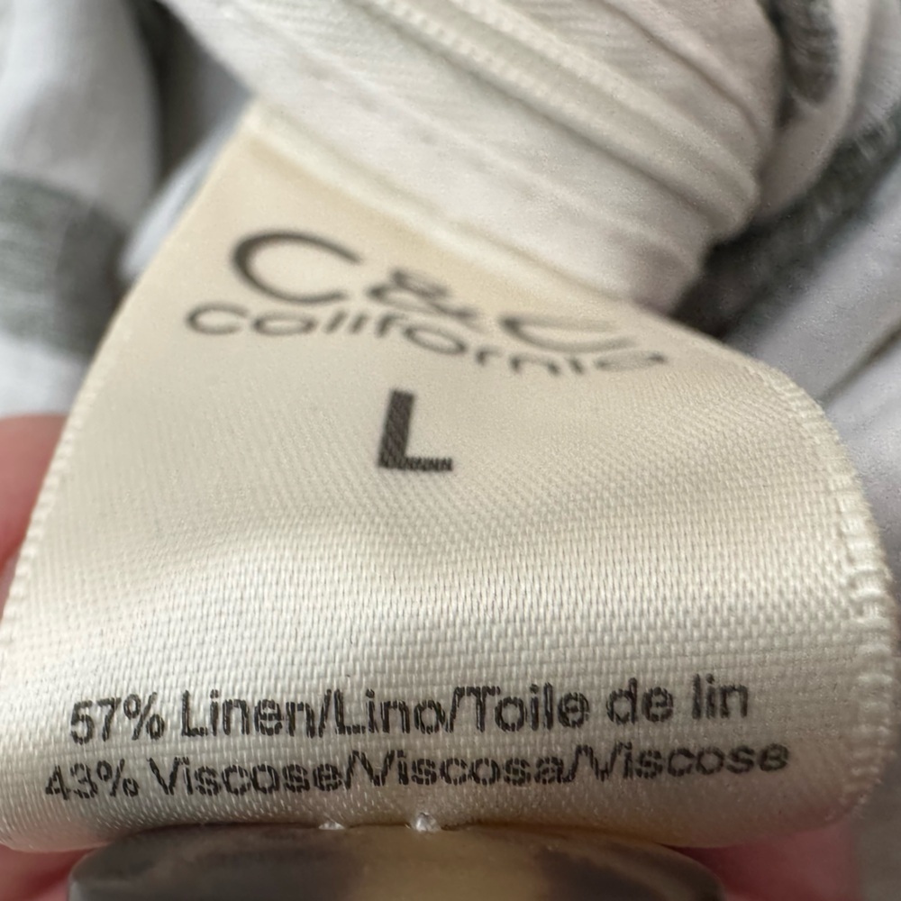 NWT C&C California Linen Blend Striped Jumpsuit Green & White Large‎ 89r01027t - Picture 12 of 16